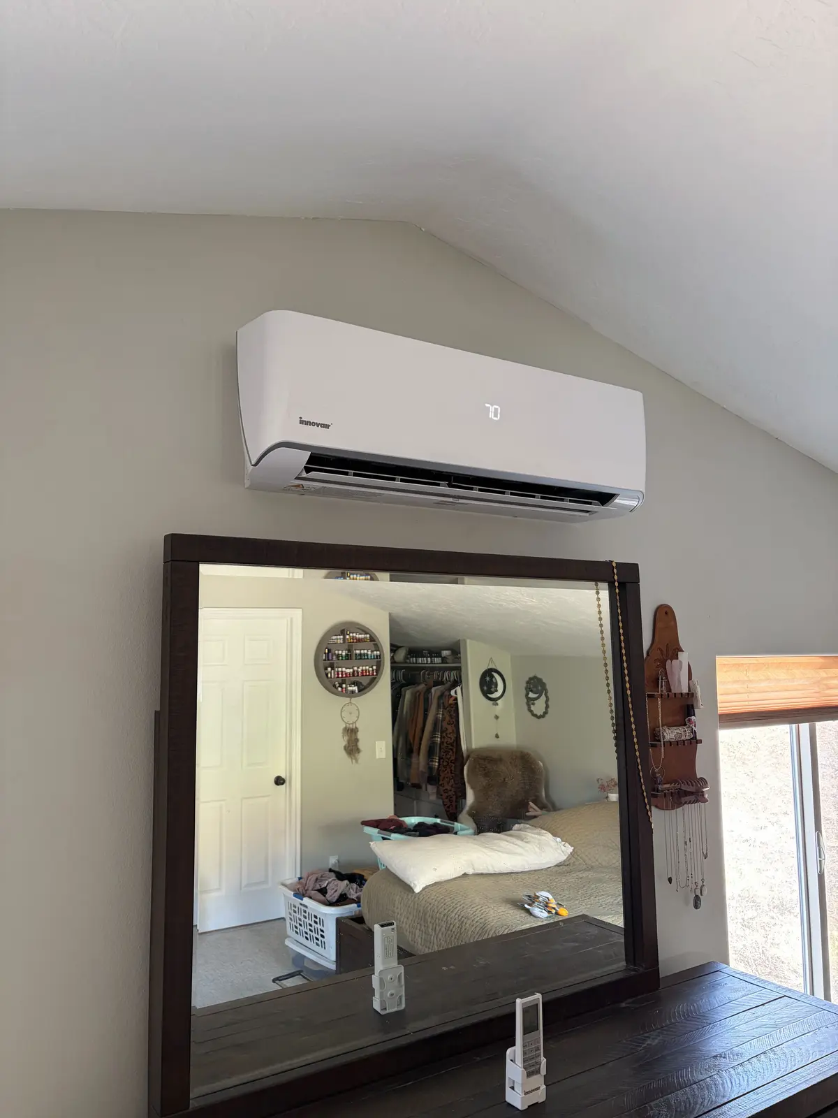 Ductless mini split indoor unit in a bedroom in St. George, UT